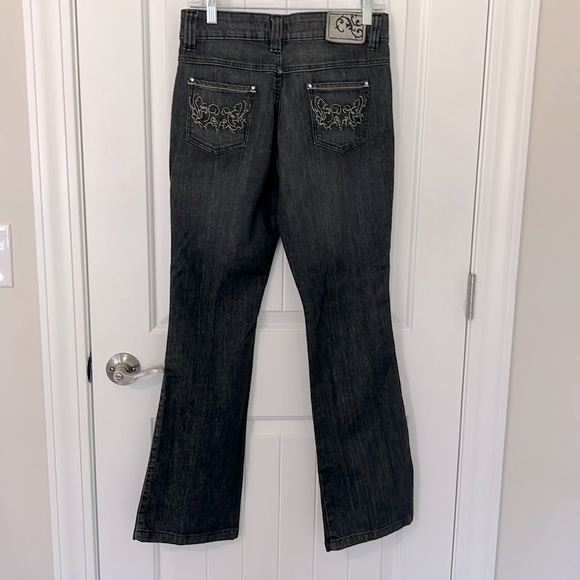 Laredoute Creation Sz 6 black embellished pockets boot cut jeans. - Picture 3 of 9